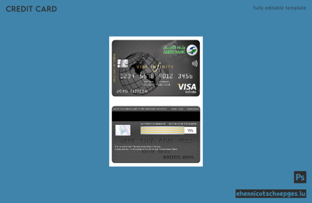Beispielvorschau der tunesischen Amen Bank Infinite Visa-Karte